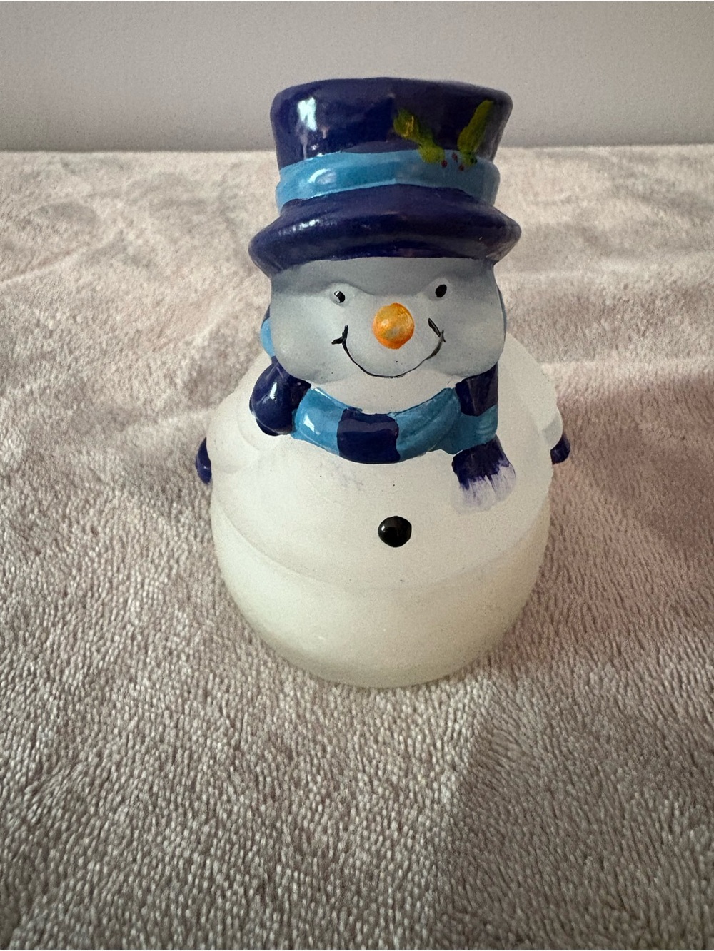 Crystal Clear Collectible Frosted Snowman Candle Holder